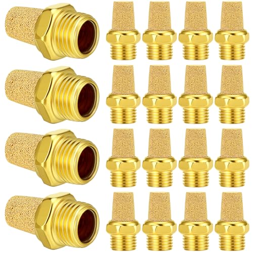 20 Pcs Air Pneumatic Mufflers1/4" Inch Npt Male Thread Sintered Bronze Exhaust Muffler Silencer Sintered Bronze Pneumatic Muffle