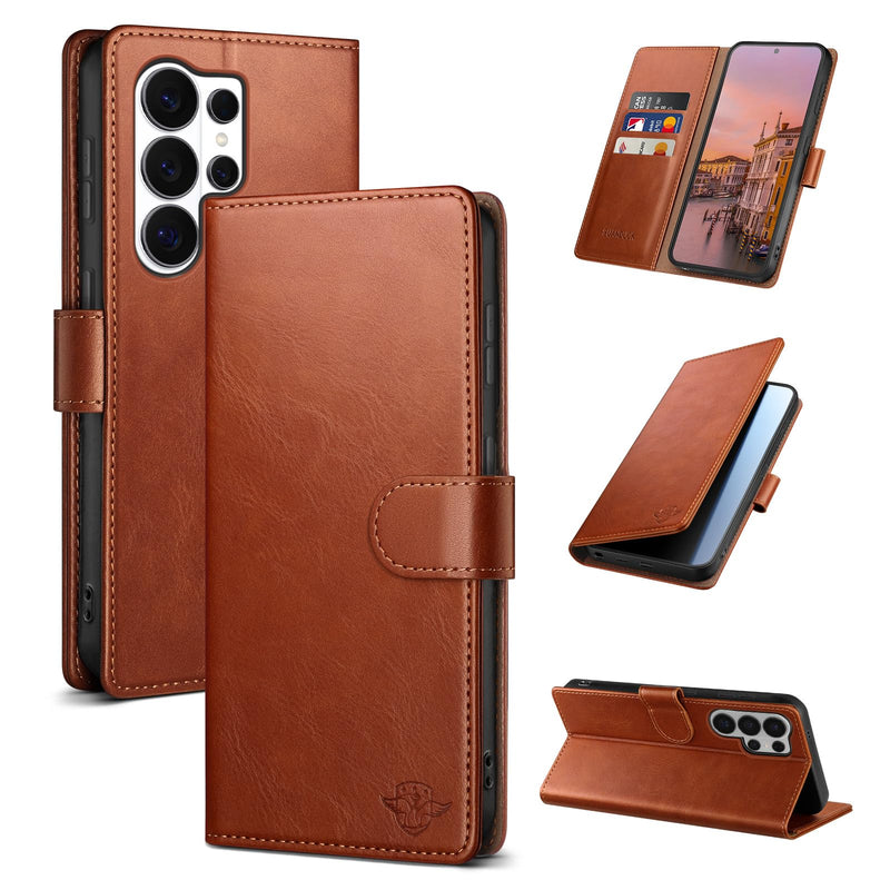 Wallet Case for Samsung Galaxy S26 Ultra, Light Brown | RFID-Blocking Card Holder, Kickstand, Magnetic Closure, PU Leather Folio Flip Cover, Protective Women Men Cases SamsungGalaxy S26 Ultra