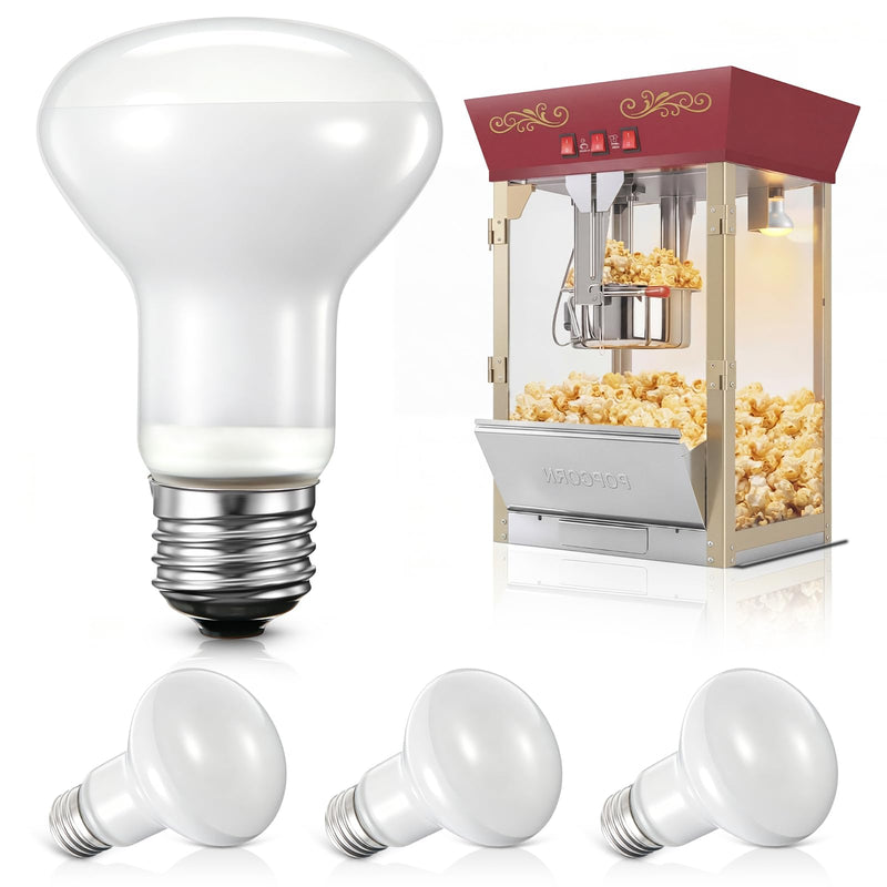 4 Pack 50W 120V R20 Popcorn Machine Light Bulb Replacement, Frosted Shatter Proof Popcorn Lamp, Incandescent Reflector Heat Light Bulb for Machine Warmer & Food Display, E26 Base
