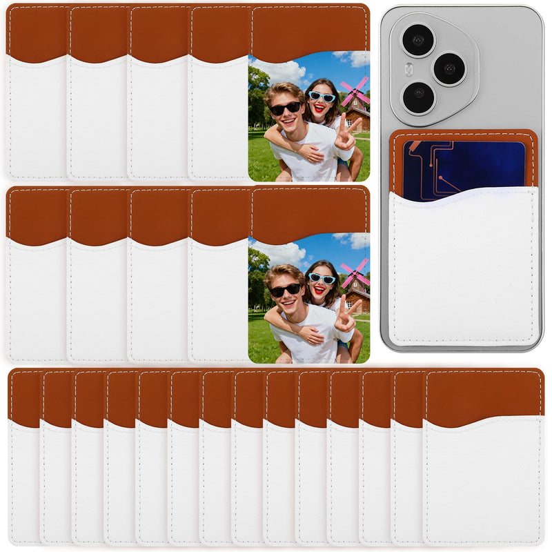Kenaeeooe 24 Pack Sublimation Phone Case Blanks Pu Leather Card Holder for Phone Case Stick On Wallet for Most Smartphones