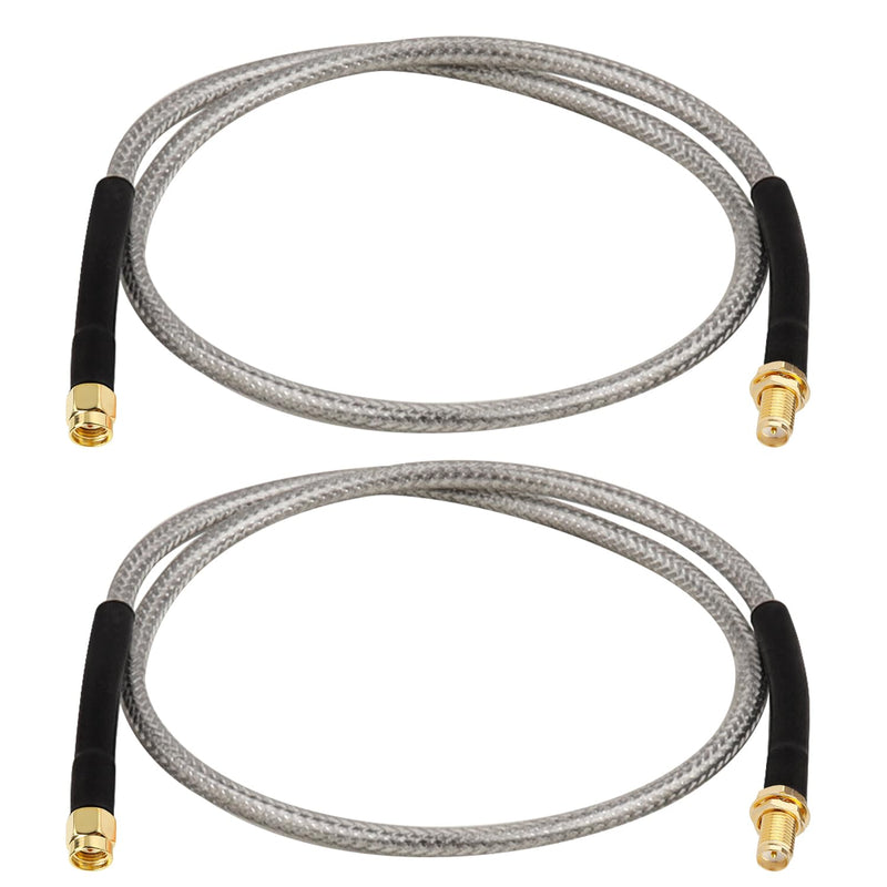 RP-SMA Male to RP-SMA Female Bulkhead Cable 2FT 2PCS, RG58 Coaxial Cable with Panel Mount, Gold Plated Connector, Low Loss RF Extension Cable for WiFi Antenna, Router, FPV, SDR