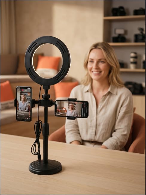 Desk Phone Holder for Makeup Photo Video Call Content Creation and Daily Use