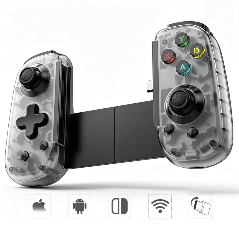 Joso Mobile Game Controller with USB-C Plug & Play, Wireless & Wired Gamepad for iPhone/Android & Switch with Hall Effect Joysticks/Dual Vibration/Turbo, Supports Cloud Gaming & Streaming (Black) Black