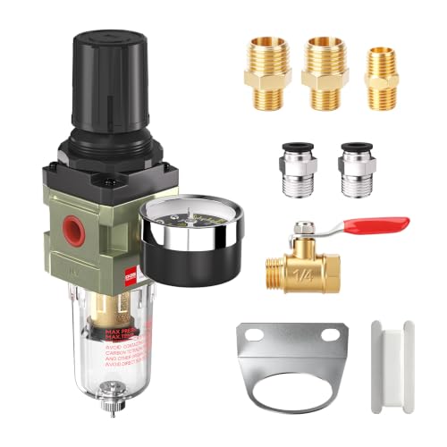 1/4 NPT Airbrush Regulator Air Compressor Moisture Water Trap Radial-semi-auto Drain 1/4"NPT