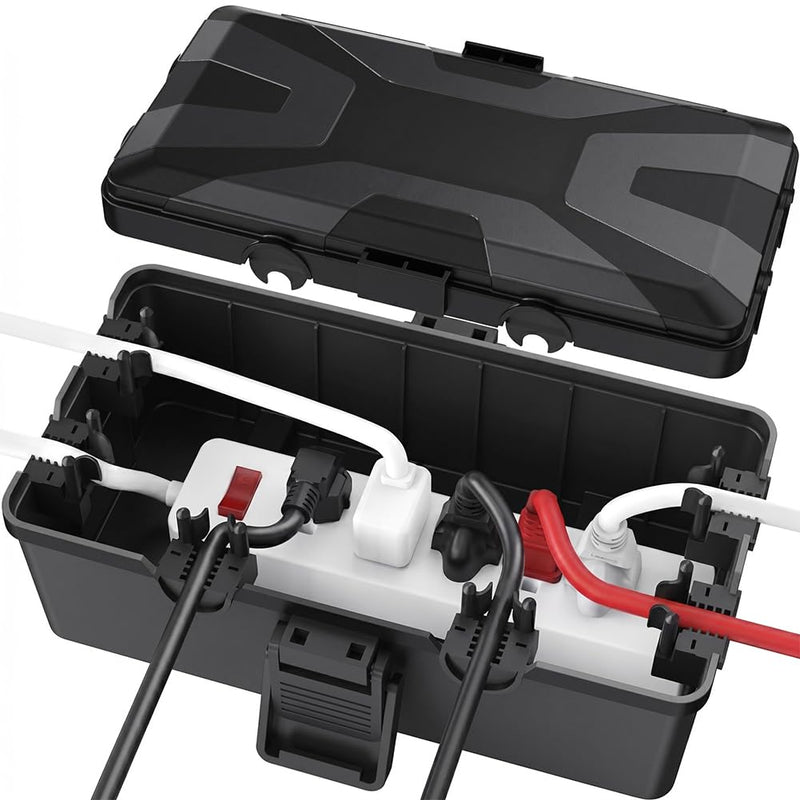 Waterproof Junction Box, Outdoor Electrical Socket Protection Box for Cable & Wire Organization, Black