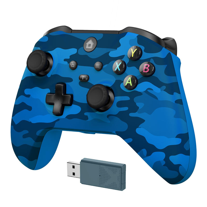 GMVOX Wireless Controller for X-BOX One,Blue Camo | Turbo,Dual Vibration,2.4g Adapter,Support 3.5MM Audio Jack,Compatible with X-BOX Series S/X, PC, IOS, Android Platforms Blue Camo