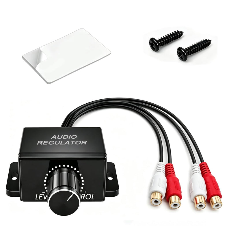 Universal RCA Car Amplifier Level Controller,RCA Audio Adjuster Level Audio Bass Control Knob,Suitable for Cars,Motorcycles,Speakers and Home Theaters