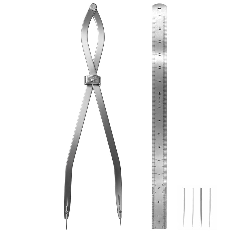 Radius Divider Tool 16 Inch, Fast Adjusting Scriber for Sheet Metal Fabrication & Layout Work, 4pcs Replaceable Points, Metalworking Woodworking Insulation Tool, Draws Circles Up to 37 Inches X1601