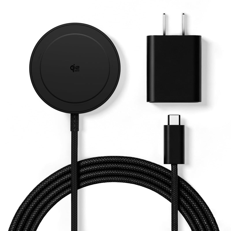 Magnetic Wireless Charger, 5FT Qi2 25W Fast Charging Pad Compatible with MagSafe for iPhone Air/17e/17/16/15/14/13/12/Pro/Pro Max Series & AirPods 4/3/2/Pro & More (with 30W Adapter) S Black