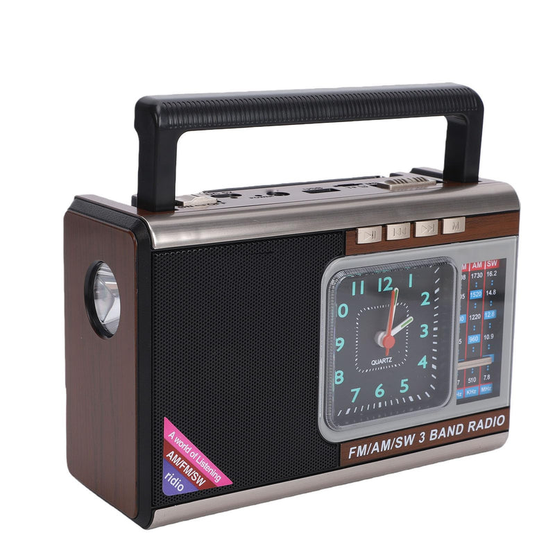 Bewinner Retro Portable Radio | Solar Powered, AM/FM/SW Receiver with USB/SD Playback, Built in Flashlight & Clock for Camping & Outdoor Use