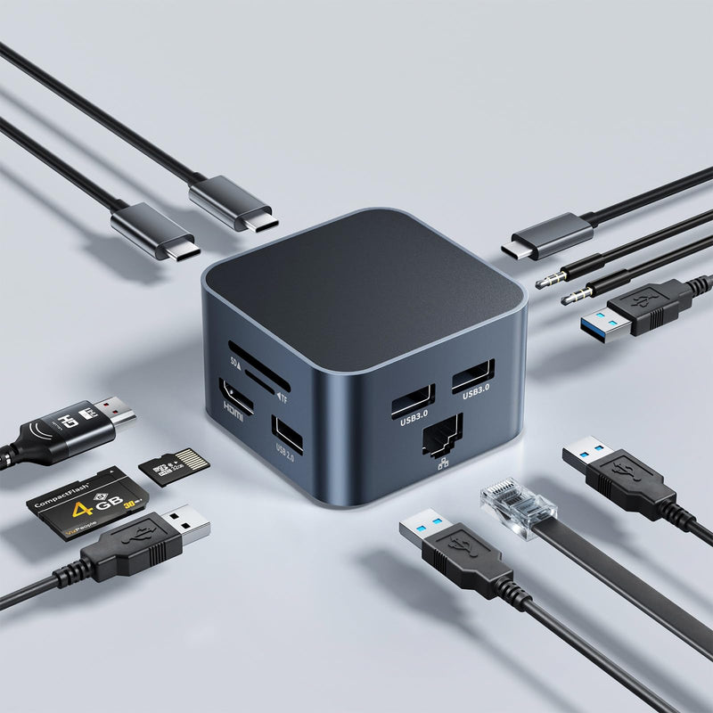 13-in-1 USB C Hub Multiport Adapter, USB C Docking Station | 4K@60Hz, 100W PD, USB A&C 3.2, High Speed Data Transfer(10Gbps), 2xUSB A 3.0, Ethernet, SD/Micro SD, Computer Peripherals