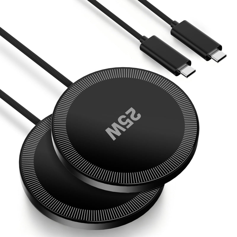 MagSafe 25W Magnetic Wireless Charger Fast Charging Pad for iPhone | Compatible with iPhone 17 17e 16 15 14 Pro Max Google Pixel 10, Slim Compact, For Desk Bedside Travel, Black - 2Pack