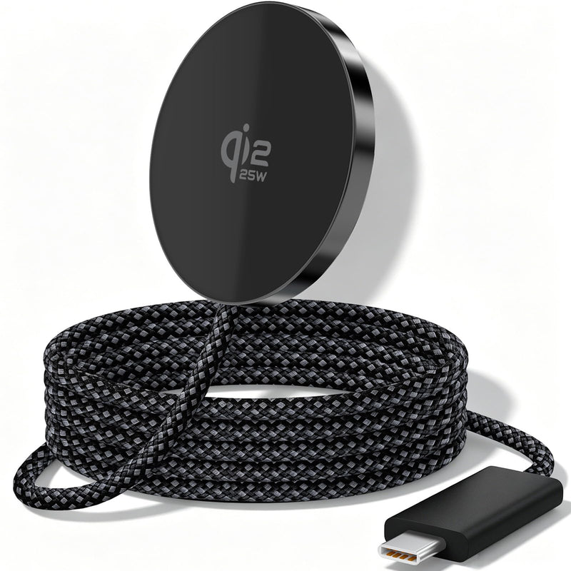 Herfair 25W Wireless Charger Magnetic Fast Charging Pad with 4FT USBC Cable | 25 Watt Magnetic Safety Charger for iPhone 17 17e 16, iPhone Air, Galaxy S26 Ultra/S25/S24/S23/S22/S21/S20 Plus, Pixel 10/10a Black