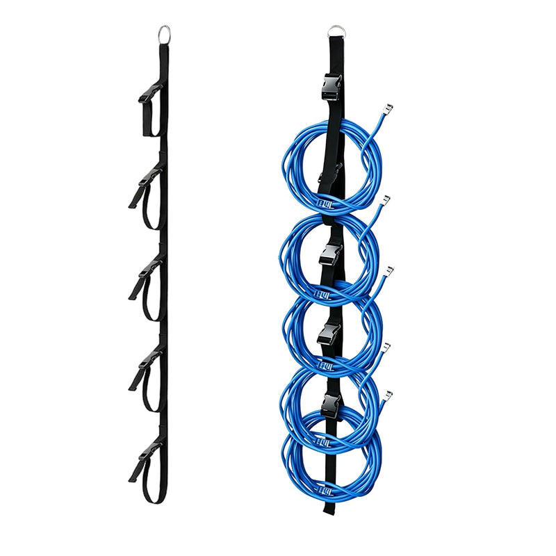 2 Pcs Extension Cord Organizer, Extension Cord Hanger with 5 Slots for Vertical Space, for Cable, Hose, Rope, Light String (2 Pcs Black) 2 Pcs Black