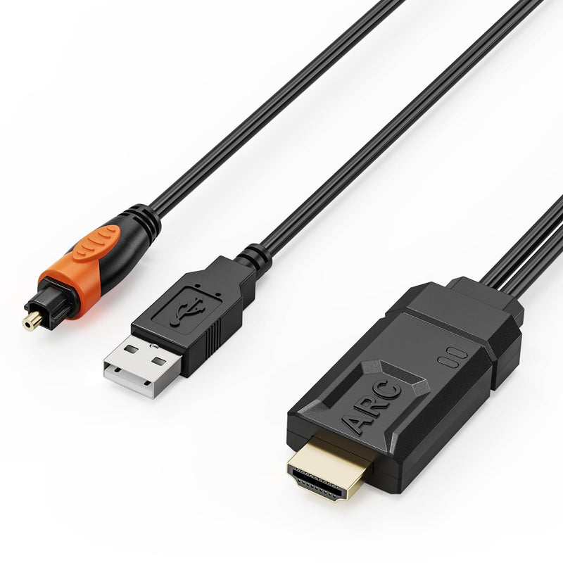 192KHz HDMI eARC/ARC to Optical Audio Converter | 1.8m/5.9ft HDMI eARC/ARC to Optical Cable, Support PCM2.0, Dolby 5.1, DTS, AC3, for TV to Soundbar Amplifier Speaker