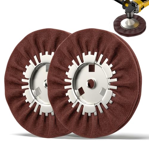 8" Non-Woven Airway Satin Buffing Wheel, 2 PCS Hard Polishing Wheel for Angle Grinder, Ideal for Sanding & Polishing Aluminum, Stainless Steel (5/8" Arbor Hole) 2 Pcs Non-Woven Wheel Wheels