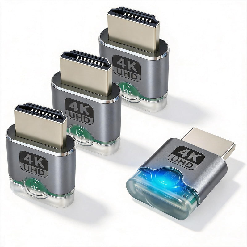 HDMI Dummy Plug 4 Pack for Remote Using PC Computer without Actual Monitor | 4K@60Hz 2K@60Hz 1080P@120Hz EDID Emulator, Virtual Monitor Emulator, HDMI Headless Adapter for Remote PC/Laptop, Plug & Play