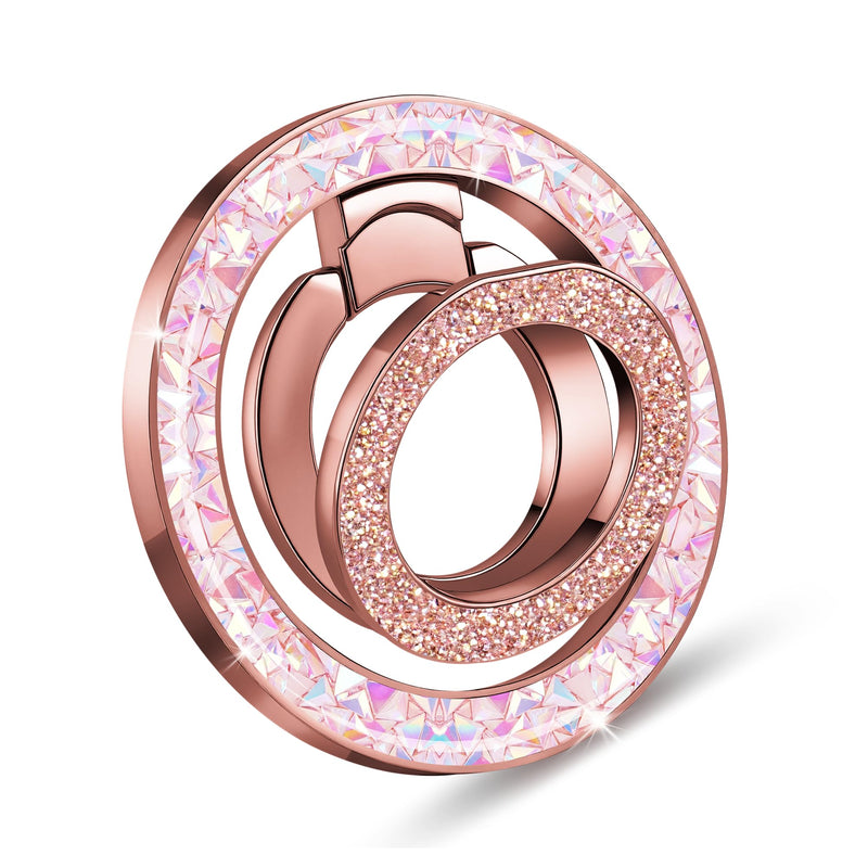 ANEWSIR for MagSafe Phone Grip Magnetic Phone Ring, for iPhone 12-17 Series, Stylish Glitter Silver Series (Glitter Rose Gold) Glitter Rose Gold