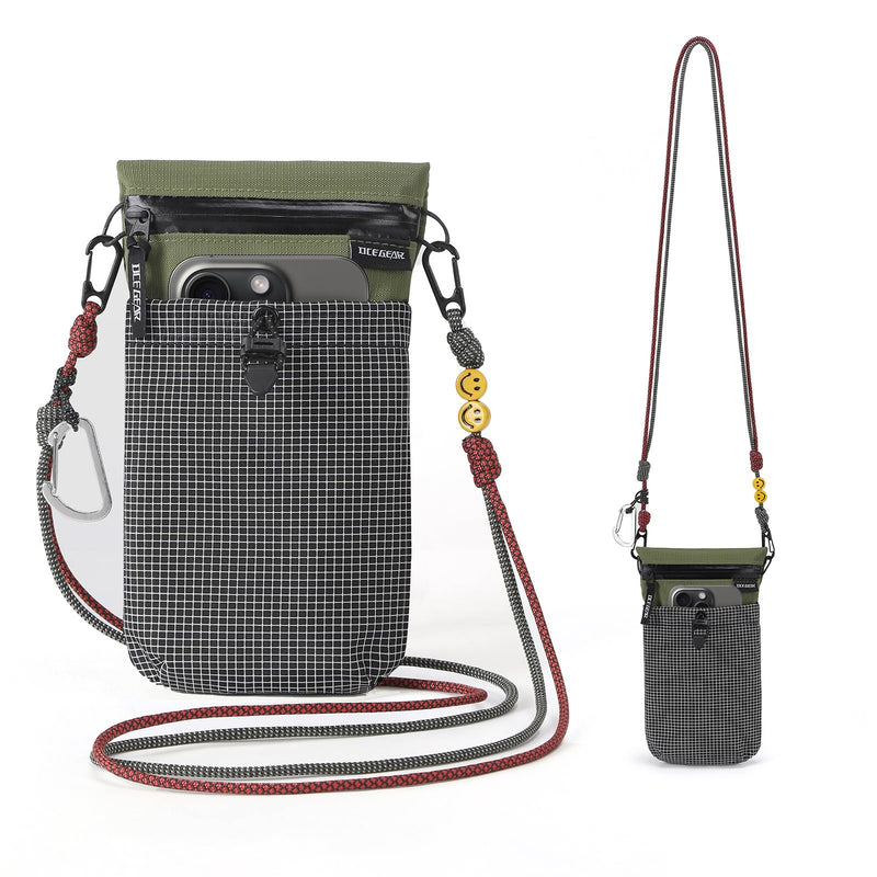 Cell Phone Bag with Strap Lightweight Crossbody Phone Purse with Nylon Lanyard Fits iPhone 12-17 for Travel Casual Walking Green