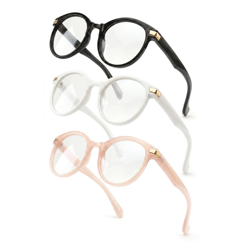 Round Kids Blue Light Glasses, Ages 2-6 | Flexible, Anti-Glare & Lightweight Eye Protection for Toddlers, Ideal for Tablets & Daily Screen Use A1 Black+white+pink Clear Age 2-6