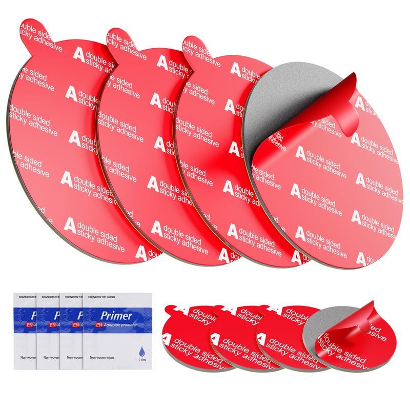8-Pack Round Double Sided Adhesive Sticky Pads for Car Phone Holder | 4pcs 2.76in Sticker. 4pcs 0.91" Heat Resistant Replacement Tape for Phone Ring Holder. For Dashboard Car Mount/Suction Cup.