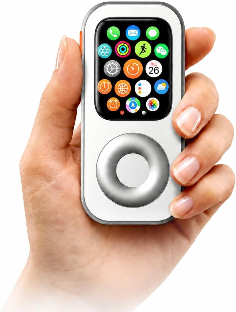 RePod Aluminum Case for Apple Watch S10/11 46mm Protective Cover | Retro Music Player Design; Functional Mechanical Scroll Wheel; Premium CNC Metal Handheld Guard; Silver Watch Accessory 46MM - Series S10/11