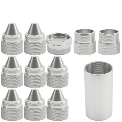 12 Pack Silvery 1.375''X24 Cone Shaped Replacement Parts, Aluminum Alloy Sealed End Caps, Replacement for Kenworth Peterbilt and Freightliner Truck Models silver