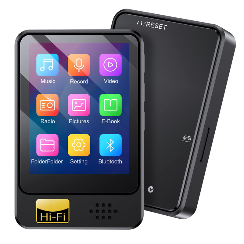 Fohil 64 GB MP3 Player with Bluetooth 5.2, HiFi Sound Quality MP3 Player | 128GB TF Card Expansion, FM Radio and E-Book Reader, Built-In Speaker; Best Gift for Music Lovers 64.0 GB