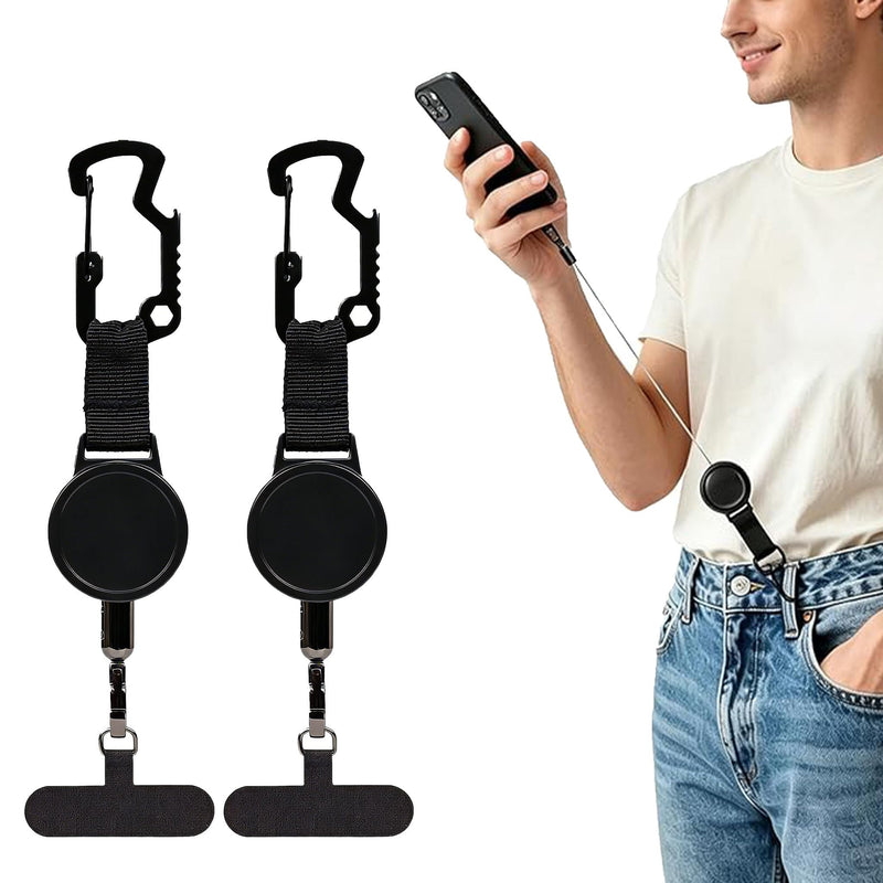 Anti-Theft Phone Tether, Phone Lanyard Retractable Steel Line and Locking Carabiner 2