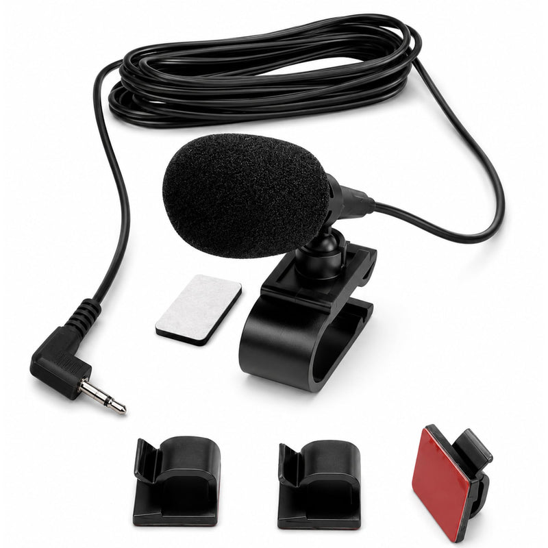 External Microphone Compatible with Pioneer AVH, AVIC, DEH, FH, MVH, SPH, DMH & MXT-X Series Car Radio Receivers – 2.5mm Hands-Free Mic with Mount & Adhesive Cable Clips – 10FT 2.5mm Plug