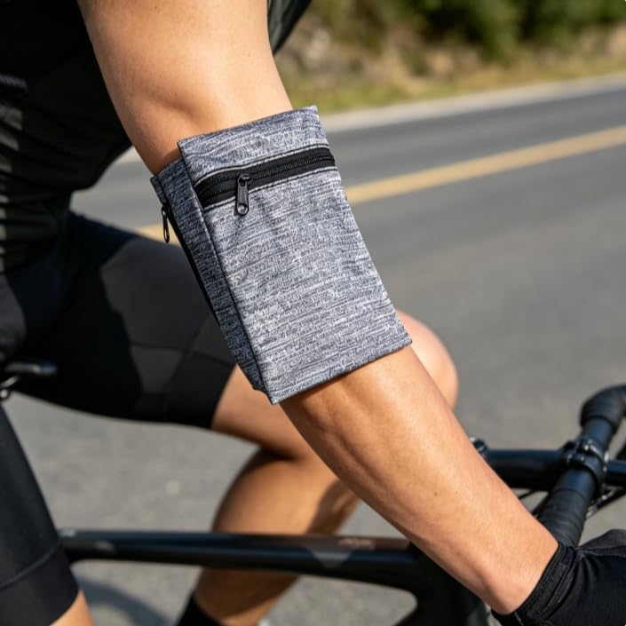Running Armband for Men and Women – Mini Wrist and Arm Phone Pouch for Outdoor Sports, Keys, Fitness and Daily Exercise (Grey) Grey