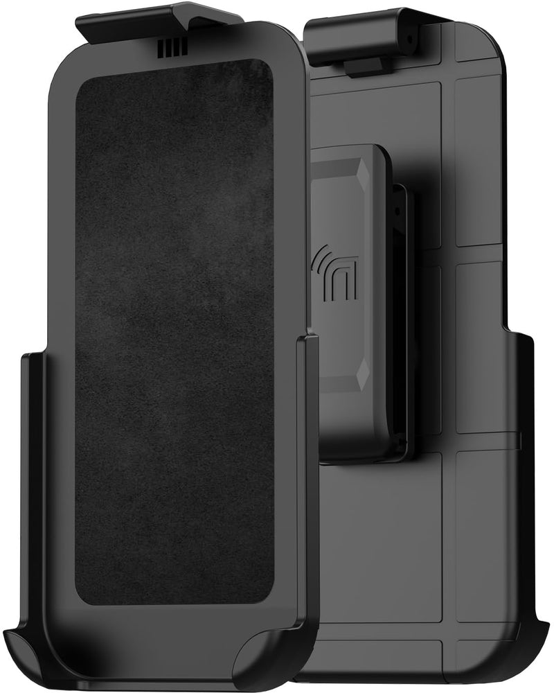 Nakedcellphone Holster for iPhone 17e / iPhone 16e Belt Clip - Black | Made to Fit Most Slim/Standard Phone Case, Rotating Holder with Secure Latch