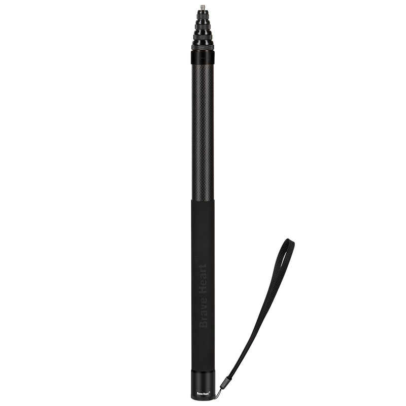 17-118'' Extended Super Long Pole 9.8ft/3m Carbon Fiber Invisible Selfie Stick for Insta360 X5/X4 Insta 360 X3 X2 One X2, One R, One X, GoPro Hero 13/12/11 Action Camera Accessories(Black) Black