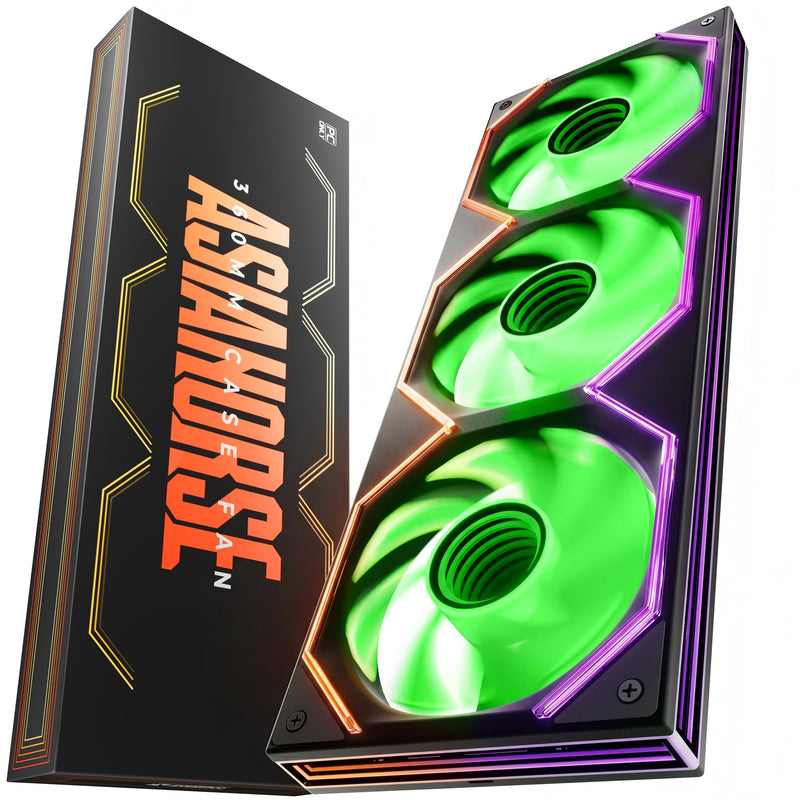 Asiahorse Matrix Pro 360mm Integrated ARGB Case Fan, 3-Zone Controlled 3D Curved Infinite Mirror Light, Low Resistance 2-Support Frame Hydraulic PWM Fan for 360mm PC Liquid Cooling & Gaming Chassis Black 360mm-Forward