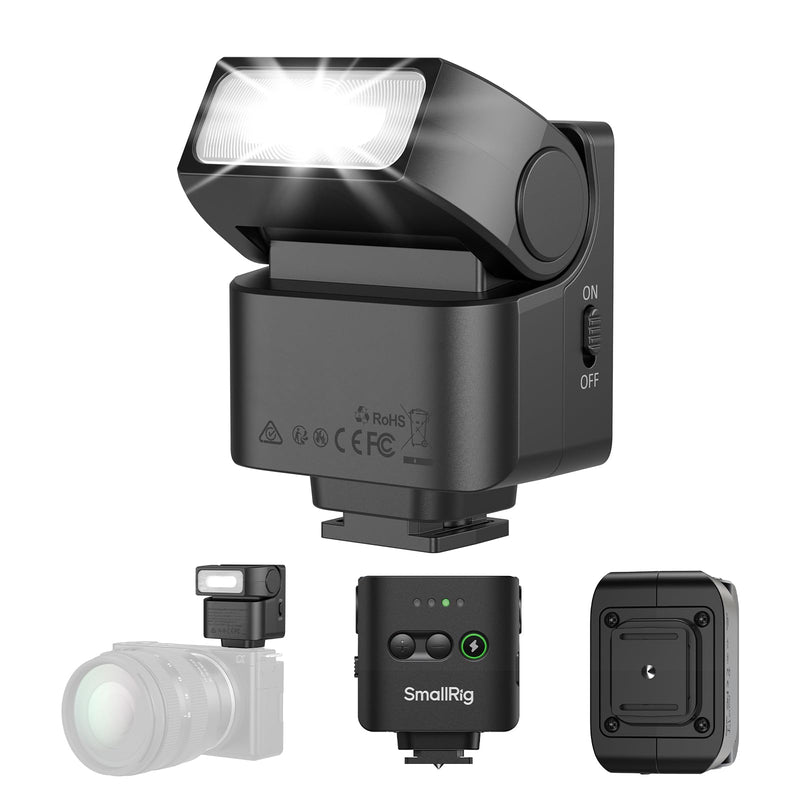 SmallRig RS-22 Mini Camera Flash for Sony for Nikon for Canon for Fuji DSLR | GN8 Manual Flash, 85° Adjustable, 4 Levels 1/1-1/8, 700 Full Power Flashes, 0.1-4s Recycle/6500K/400mAh Battery - 5883