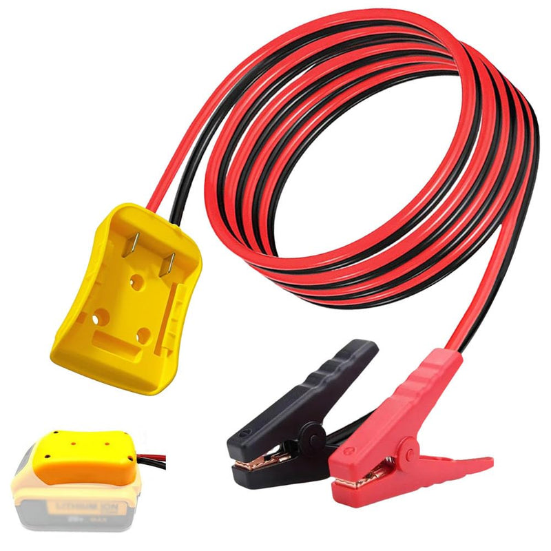 Jumper Cables with Adapter Compatible with Dewalt 20V Battery, 2FT 8AWG Portable Battery Dewalt Jumper Starter Automotive Booster Cables Power for Car Jump Starting Using Tool 6FT