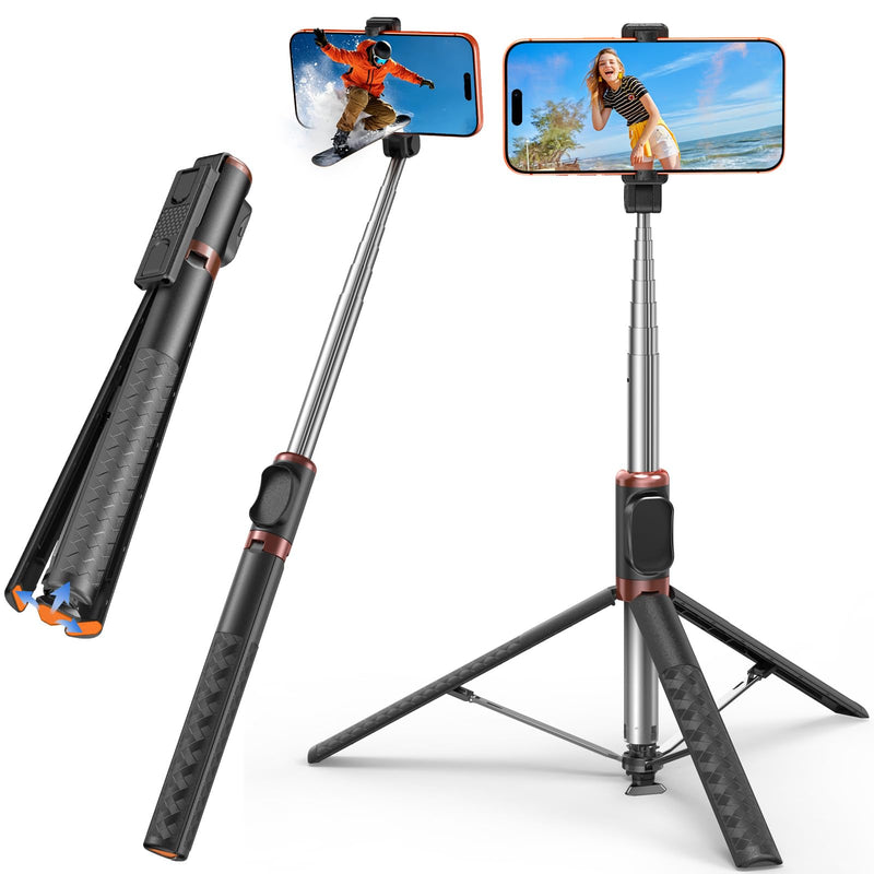 LOXP [Auto Open] Phone Tripod for iPhone, 67" Selfie Stick Tripod | Lightweight Aluminum Phone Tripod Stand with 360° Rotation for Video Recording, Travel, Vlog, Live Stream, without Remote