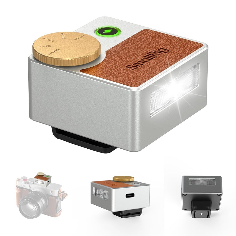 SmallRig Retro Mini Camera Flash for Fuji X100 for Ricoh for Nikon for Sony | Alumium Manual Flash GN8-10, 5 Levels 1/1-1/16, 700 Full Power Flashes, 0.1-4s Recycle/6500K/400mAh Battery, RS-R20, 5882