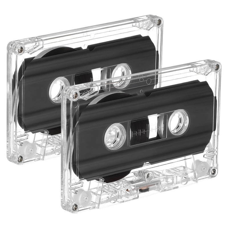 TEHAUX Blank Cassette Tapes, 60 Minute Audio Recording Cassettes 2pcs | 30 Minutes Per Side, Clear Storage Cases, Compatible with Standard Cassette Recorders, For Music, Voice & Mixtapes
