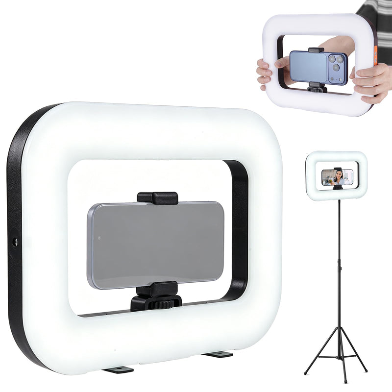 Cell Phone Video Light,Smartphone Camera Ring Light Video Rig with Phone Holder,Handheld Video Stabilizer Rig for Vlogging Video Recording