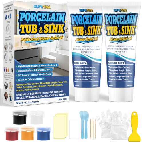 Tub Repair Kit White, Waterproof Porcelain & Tile Repair Paste, Color Match