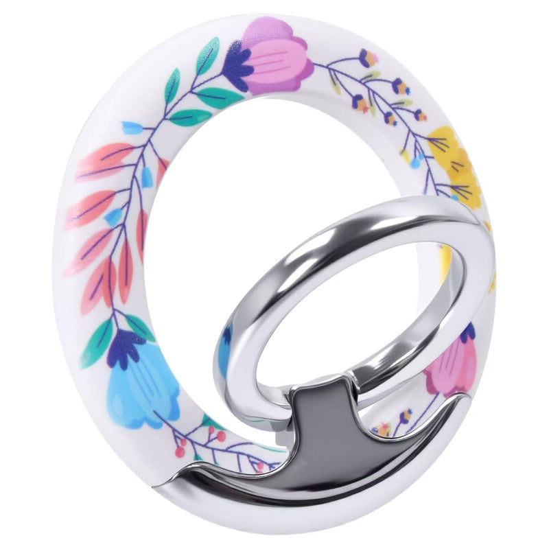 Magnetic Phone Ring for MagSafe Grip, Super Magnet Twinkle Design Ring Holder Stand, MagSafe Accessory for iPhone 17/16/15/14/13 Pro Max Plus，Enchanted Floral Twinkle Silver