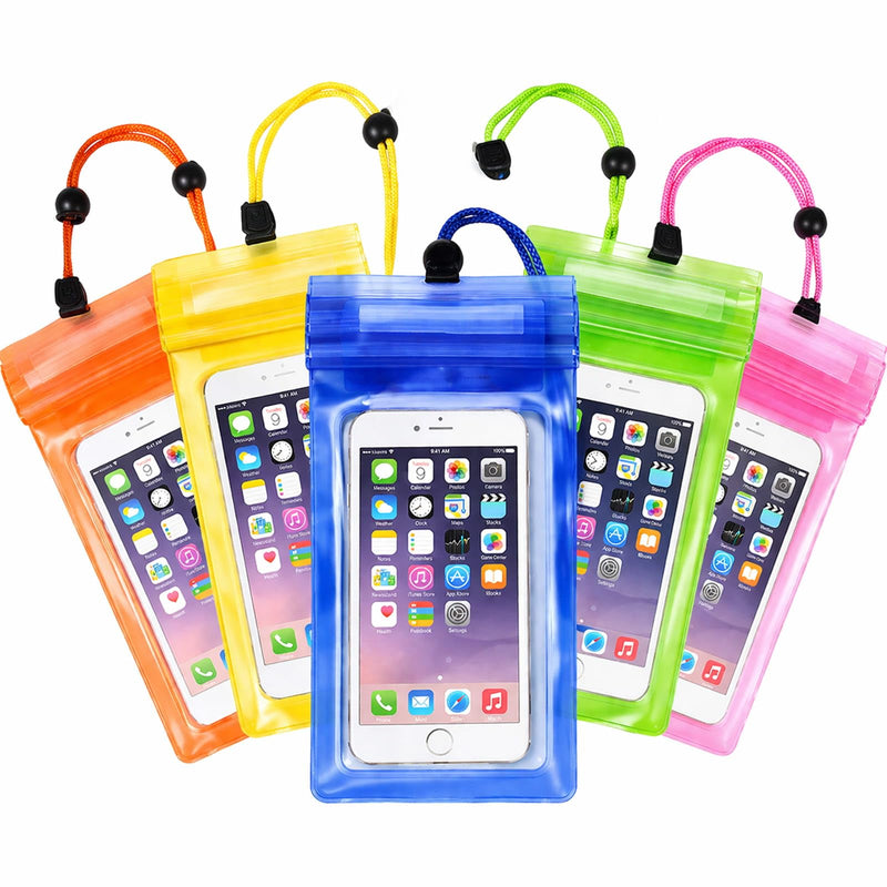 5 Pack 8.5" Multicolor Waterproof Phone Pouch, IP68 Universal Cell Phone Dry Bag Clear Case with Lanyard, Beach, Swimming, Cruise Ship Travel Essentials for iPhone 17 16 Pro Max,Samsung,and More