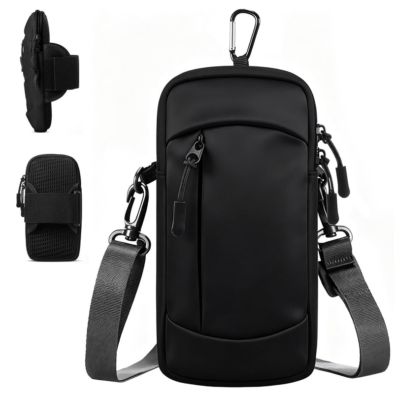 Waterproof Cell Phone Crossbody Bag with Arm Band, Removable Shoulder Strap Phone Holder Pouch for iPhone Android Up to 7'', for Running Hiking Travel Workout