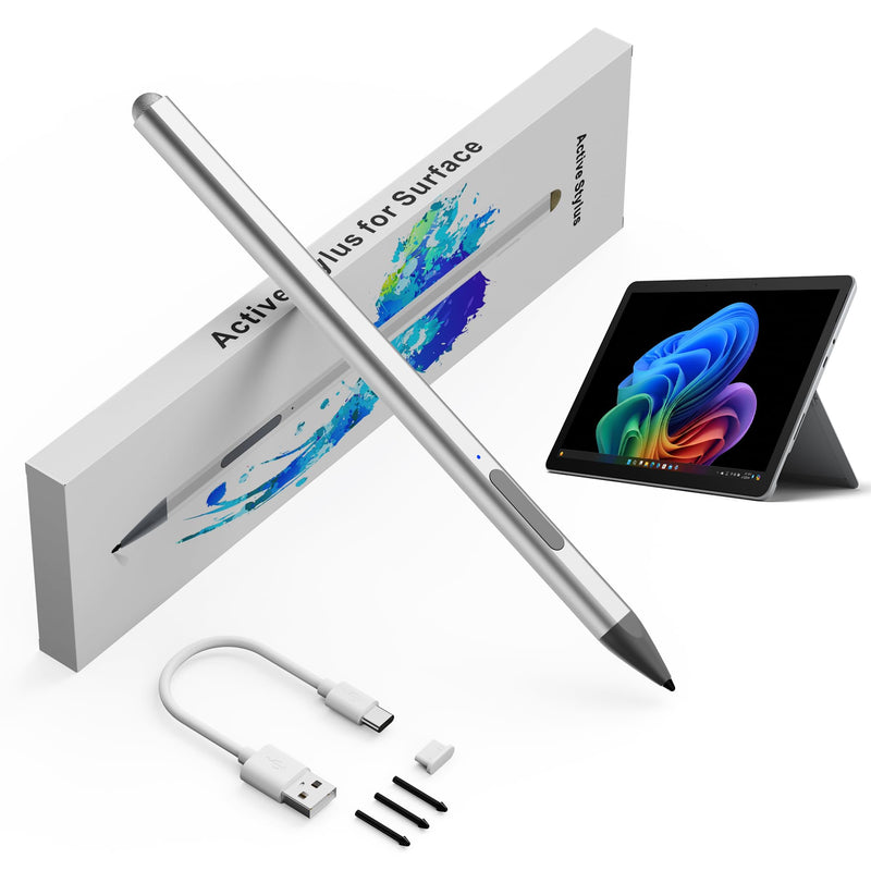 Surface Pro Stylus Pen for Surface Pro 12/11/10/9/X/8/7/6/5/4/3 - USB-C Fast Charge, 4096 Pressure Sensitivity, Palm Rejection & Magnetic Attachment, Works with Go/Book/Laptop/Studio