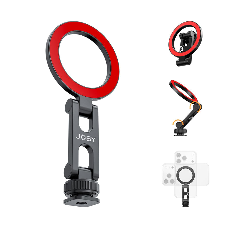 Joby Magnetic Cold Shoe Phone Mount with 1/4" Thread, 240° Adjustable Magnetic Phone Holder for iPhone, Over 12N Strong Magnet, Metal Build, Fits DSLR Camera Rig Vlog Video Recording