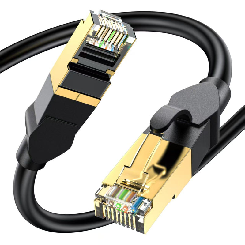 Cat 6 Ethernet Cable 10 ft, High Speed 10Gbps 550MHz Network Cable, Outdoor & Indoor Weatherproof LAN Patch Cable, 26 AWG Core RJ45 Gold-Plated Cord, Compatible with Router, Modem, PC, Gaming Console Black 10FT