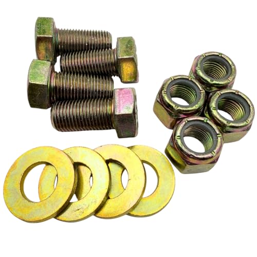 1/2"-20 x 1 Grade 8 Bolts (4-Pack) – Heavy-Duty Hex Bolts with Flat Washers & Nylon Lock Nuts – High-Strength SAE J429 Anti-Vibration 1.0" UNF Fine Thread