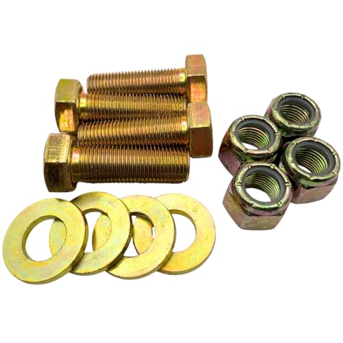 1/2"-20 x 1-1/2" Grade 8 Bolts (4-Pack) – Heavy-Duty Hex Bolts with Flat Washers & Nylon Lock Nuts – High-Strength SAE J429 Anti-Vibration 1.5" UNF Fine Thread
