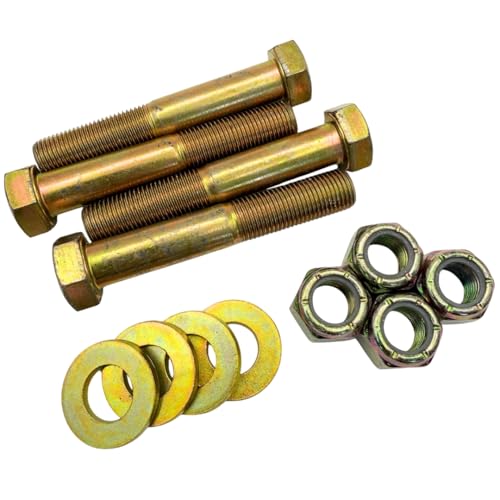1/2"-20 x 3 Grade 8 Bolts (4-Pack) – Heavy-Duty Hex Bolts with Flat Washers & Nylon Lock Nuts – High-Strength SAE J429 Anti-Vibration 3.0" UNF Fine Thread